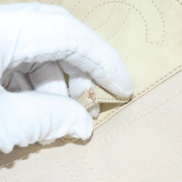 CHANEL Coco Mark Tote Bag Canvas Beige Silver CC - Picture 10 of 16